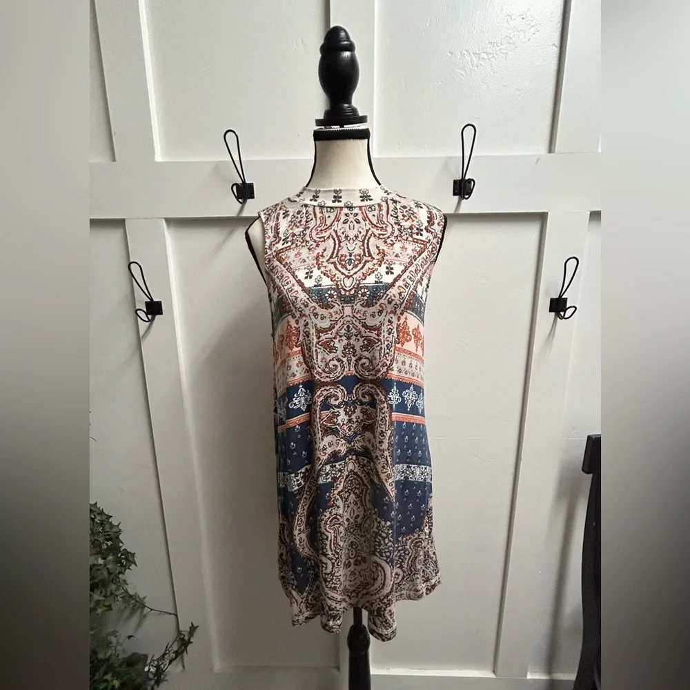 O’Neill Women’s Sleeveless Boho Print Dress Blue Orange Paisley Size M - Picture 1 of 4